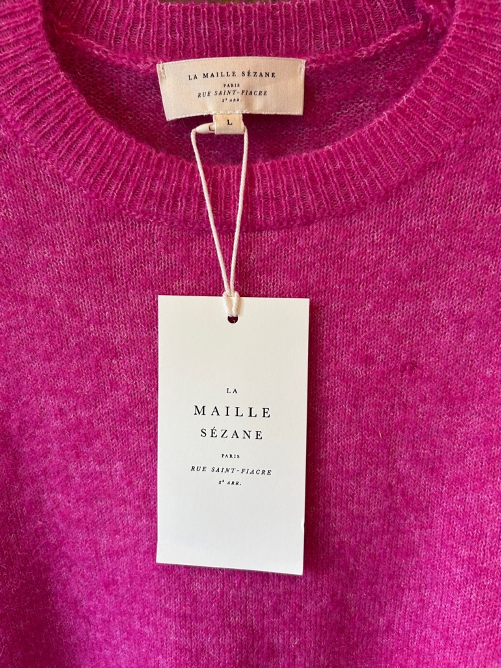 NWT Sezane Louise Jumper Mohair Wool Knit Sweater in Magnolia Pink Size Large - Picture 2 of 6